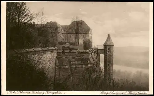 Königstein (Sächsische Schweiz) Festung Königstein mit Georgenburg   1932