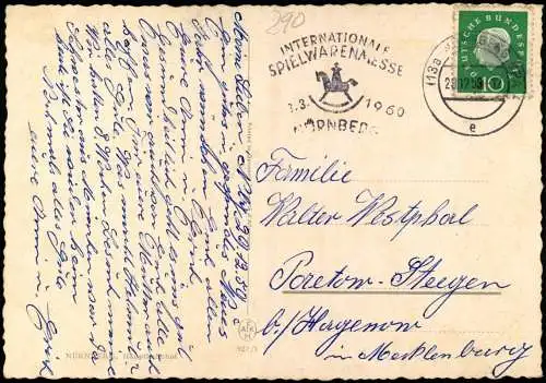 Nürnberg Hauptbahnhof Vorplatz Verkehr Tram Straßenbahn Haltestelle 1959