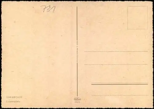 Ansichtskarte Darmstadt Luisenplatz Denkmal Auto Verkehr und Tram 1970