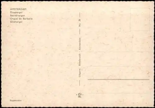 Amsterdam Amsterdam Draaiorgel Drehorgel Innenstadt Stadtteilansicht 1970
