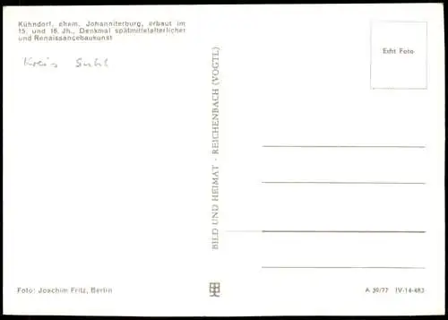Ansichtskarte Kühndorf Johaniniterburg und Stadt 1977