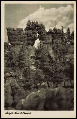 Ansichtskarte Oybin Zittauer Gebirge Töpfer Dar Felsentor 1952