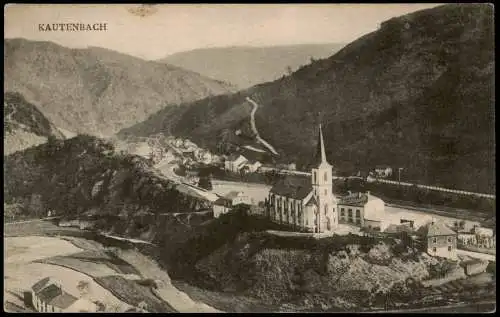 Postcard Kautenbach Panorama-Ansicht, Blick zur Kirche 1910