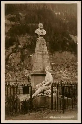 Ansichtskarte Göschenen Ortsansicht Partie am Favredenkmal 1926