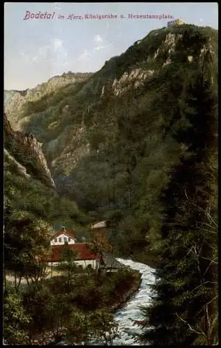 Ansichtskarte Thale (Harz) Königsruhe u. Hexentanzplatz (Bodetal) 1914