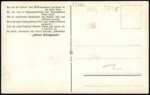 Ansichtskarte Thale (Harz) Königsruhe u. Hexentanzplatz (Bodetal) 1914