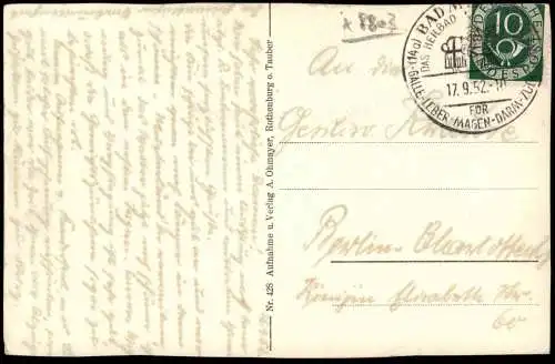 Ansichtskarte Rothenburg ob der Tauber Ortspartie Klingenschütt 1952