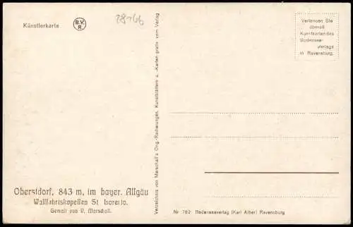 Oberstdorf Wallfahrtskapelle Gemalt von V. Marschall (Künstlerkarte) 1910