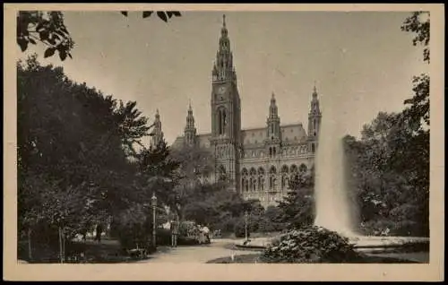 Ansichtskarte Wien Wiener Rathaus, Wasserspiele im Park 1920