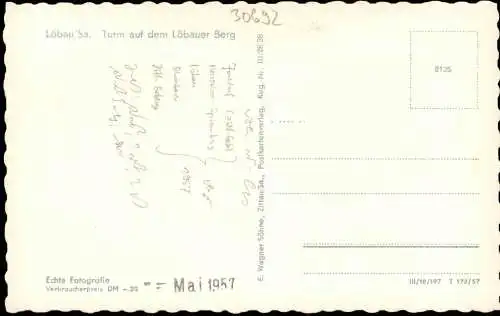 Ansichtskarte Löbau Turm auf dem Löbauer Berg 1957