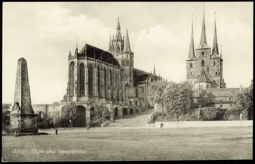 Ansichtskarte Erfurt DDR Karte mit Dom und Severikirche 1960