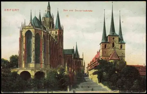 Ansichtskarte Erfurt Dom und Severinskirche 1908