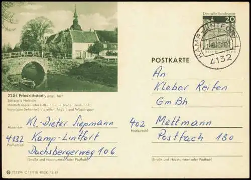 Friedrichstadt (Eider) Ganzsache 915294 C 15/118 40 000 12.69 Lorsch 2254 1969