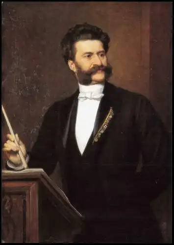 Künstlerkarte: Johann Strauß nach Ölgemälde August Eisenmenger Museum Wien 1970