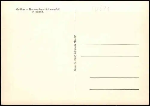 Postcard Gullfoss Gullfoss Wasserfall (Waterfall) 1970