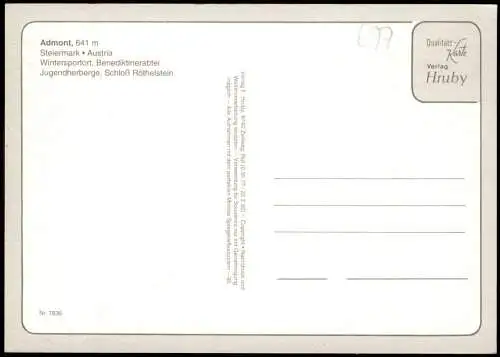 Admont Panorama-Ansicht mit Jugendherberge, Schloß Röthelstein 1990