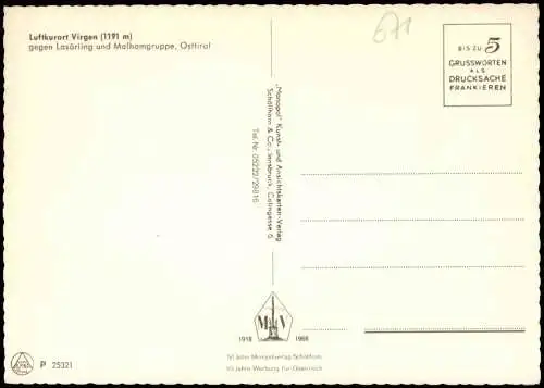 Virgen Panorama gegen Lasörling und Malhamgruppe, Osttirol 1970
