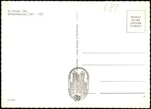 Ansichtskarte St. Florian (Linz-Land) Stiftsbibliothek (Innenansicht) 1980