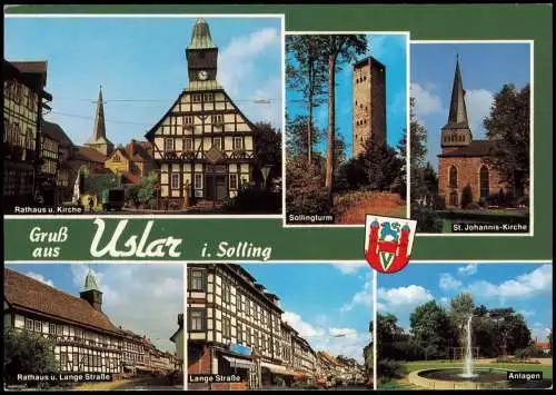Uslar Mehrbildkarte mit Ortsansichten  Sollingturm, Kirche, Lange Straße  1985