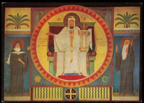 Beuron MUTTERGOTTES Fresko in der Eingangshalle der Mauruskapelle 1980