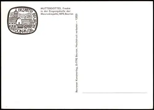 Beuron MUTTERGOTTES Fresko in der Eingangshalle der Mauruskapelle 1980