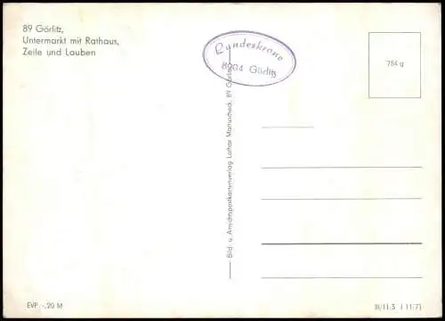 Görlitz Zgorzelec Untermarkt mit Rathaus, Zeile und Lauben 1971