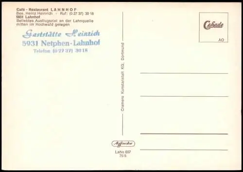Ansichtskarte Netphen Café-Restaurant LAHNHOF 1975
