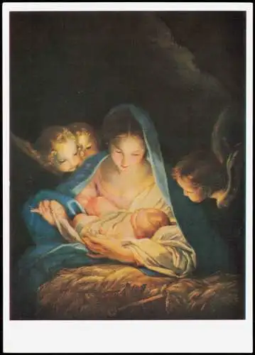 Künstlerkarte Gemälde: CARLO MARATTI (MARATTA) Die Heilige Nacht 1970