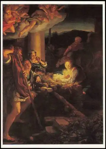 DDR Künstlerkarte Gemälde: CORREGGIO (um 1489-1534) Die Heilige Nacht 1980