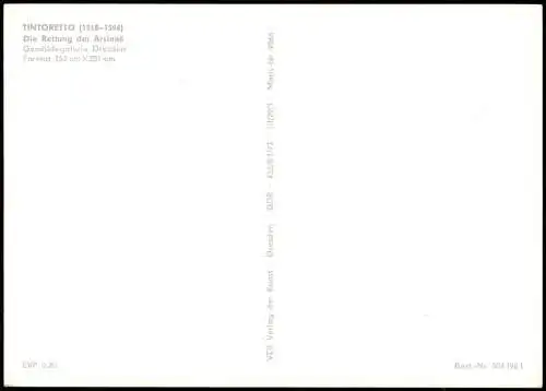 DDR Künstlerkarte Gemälde:  Rettung der Arsinoë  Gemäldegalerie Dresden 1973