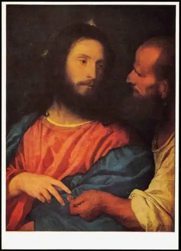 DDR Künstlerkarte Gemälde: TIZIAN Der Zinsgroschen (Gemäldegalerie Dresden) 1972