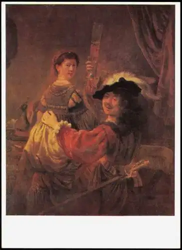 DDR Künstlerkarte Gemälde: REMBRANDT  Selbstbildnis mit Saskia   1980