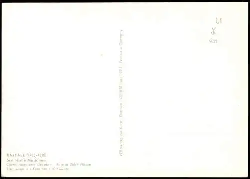 Künstlerkarte Gemälde: RAFFAEL Sixtinische Madonna (Gemäldegalerie Dresden) 1966