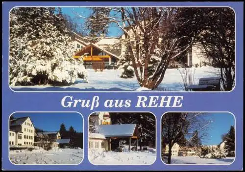 Rehe (Westerwald) Mehrbildkarte mit Ortsansichten im Winter 1996
