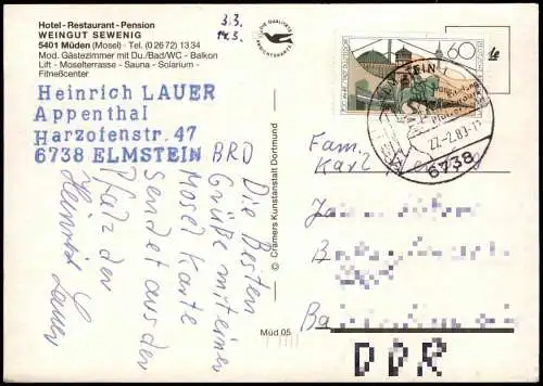 Ansichtskarte Müden (Mosel) HOTEL RESTAURANT-PENSION WEINGUT Sewenig 1989