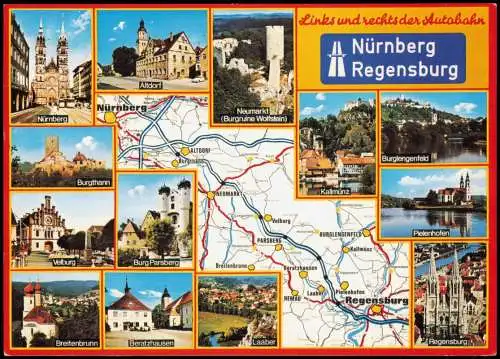 Ansichtskarte .Bayern Links und rechts der Autobahn Nürnberg Regensburg 1995