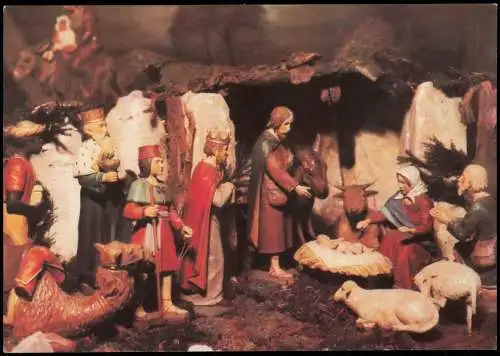 GESEGNETE WEIHNACHTEN Weihnachtskrippe  DDR AK Kirche Neudorf Erzgebirge 1988