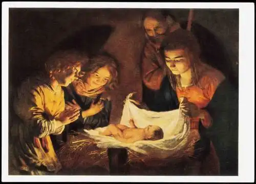 Künstlerkarte Gemälde: GERARD VON HONTHORST Anbetung der Hirten 1972