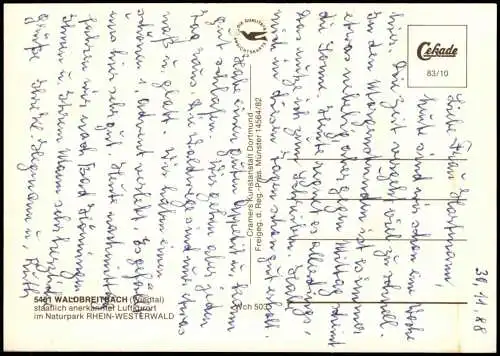 Ansichtskarte Waldbreitbach Luftbild Luftaufnahme 1983