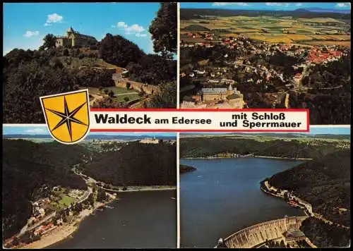 Waldeck (am Edersee) Mehrbildkarte u.a. mit mit Schloß und Sperrmauer 1976