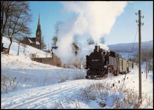 Fichtelbergbahn Cranzahl-Oberwiesenthal Einfahrt Hammerunterwiesenthal 1991