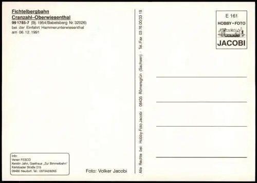 Fichtelbergbahn Cranzahl-Oberwiesenthal Einfahrt Hammerunterwiesenthal 1991