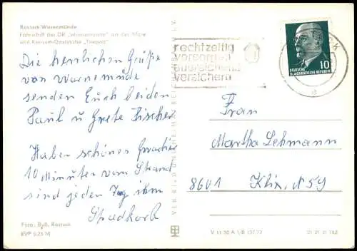 Warnemünde-Rostock Fährschiff der DR   Mole  Konsum-Gaststätte „Teepott" 1973
