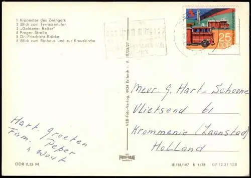 Dresden DDR u.a. mit Goldener Reiter, Prager Straße, Dr.-Friedrichs-Brücke 1978