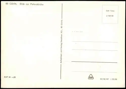 Ansichtskarte Görlitz Zgorzelec Blick zur Peterskirche zur DDR-Zeit 1969