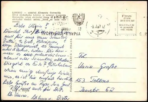 Reichenberg Liberec Ortsansicht, Náměstí Klementa Gottwalda 1967