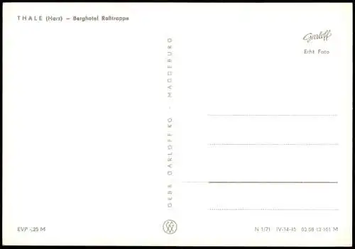Ansichtskarte Thale (Harz) Berghotel Roẞtrappe im Harz zur DDR-Zeit 1971