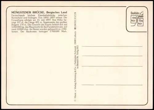 Solingen Umlandansichten u.a. mit MÜNGSTENER BRÜCKE, Bergisches Land 1980