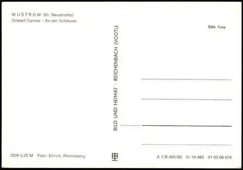 Canow Wustrow  DDR AK WUSTROW Neustrelitz Ortsteil Canow An der Schleuse 1983