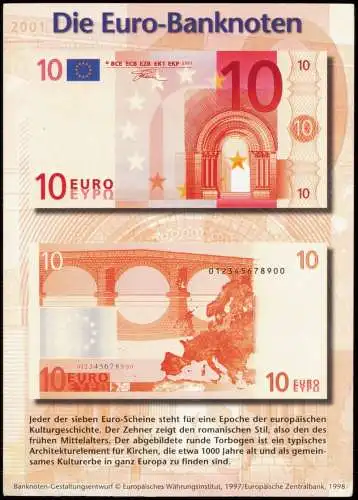 Ansichtskarte  Die Euro-Banknoten hier die 10 EURO Banknote (Motivkarte) 2001